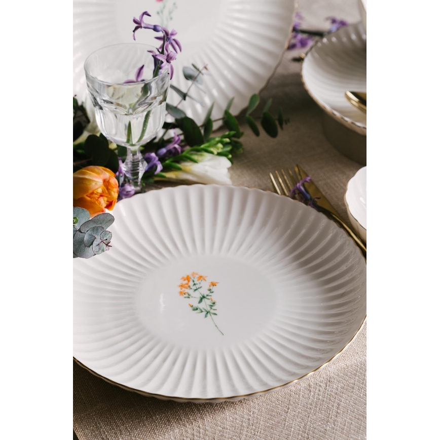 27-delni jedilni set, bela/zlata barva, porcelan
