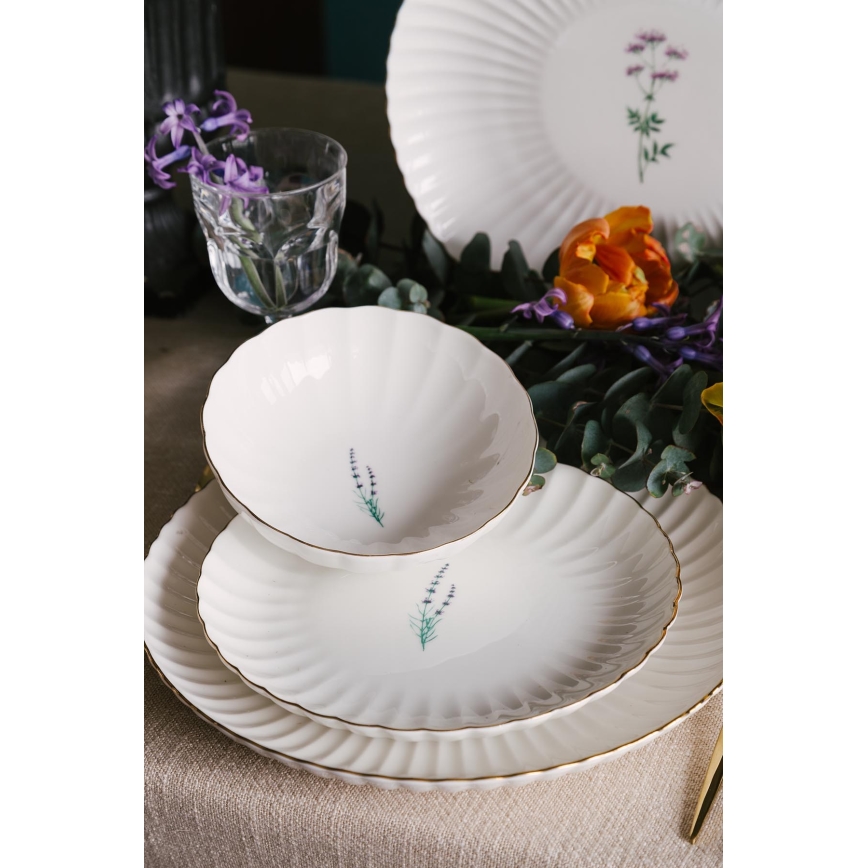 27-delni jedilni set, bela/zlata barva, porcelan