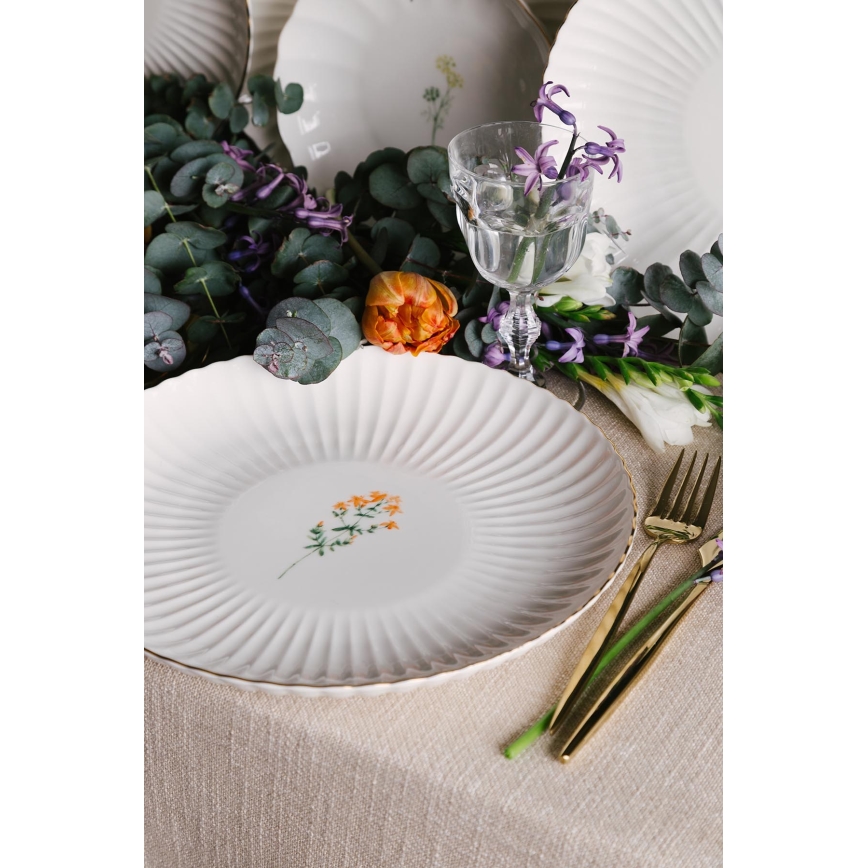 27-delni jedilni set, bela/zlata barva, porcelan
