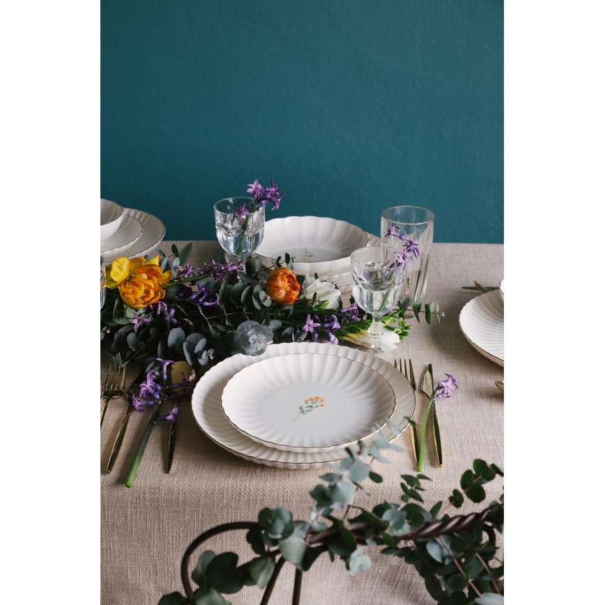 27-delni jedilni set, bela/zlata barva, porcelan
