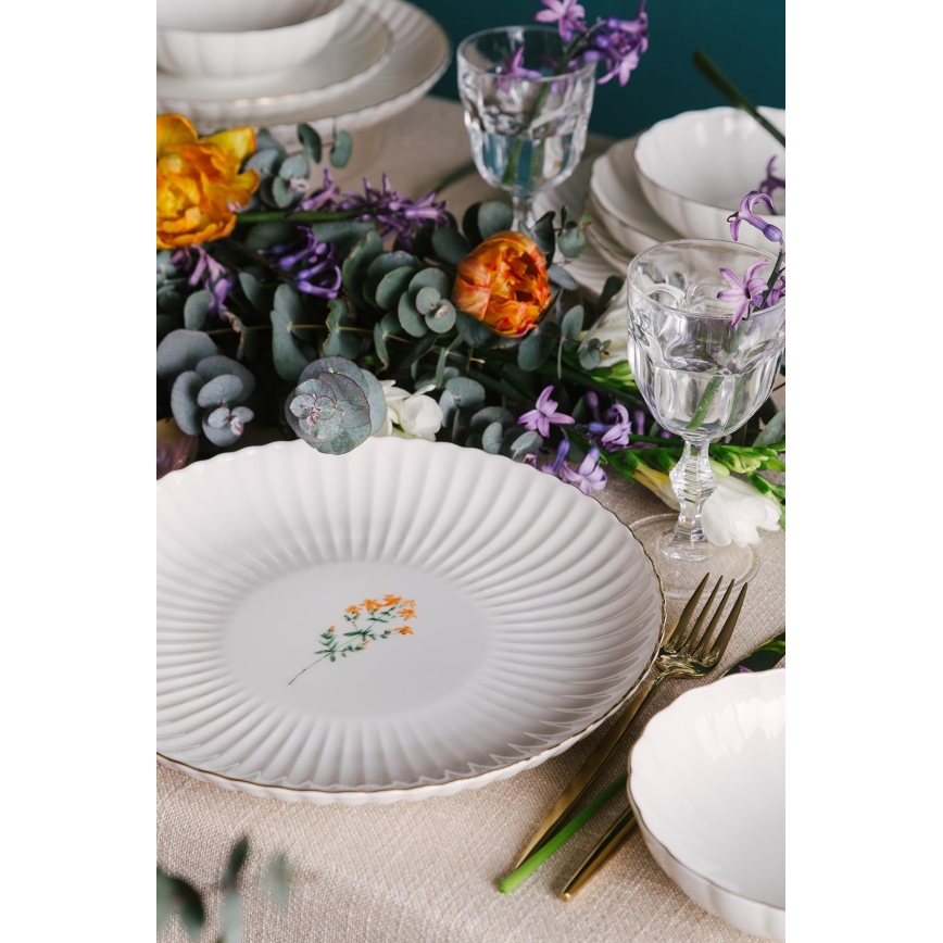 27-delni jedilni set, bela/zlata barva, porcelan