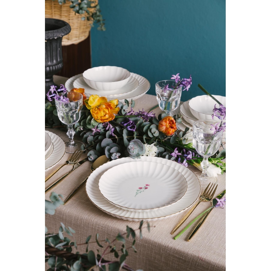 27-delni jedilni set, bela/zlata barva, porcelan