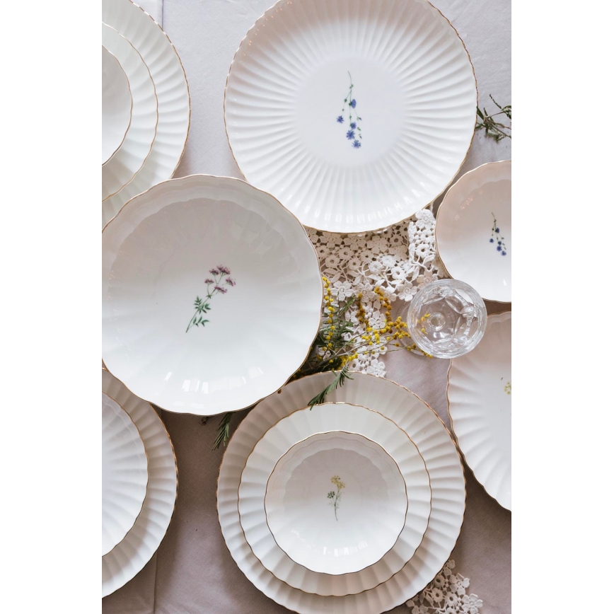 27-delni jedilni set, bela/zlata barva, porcelan
