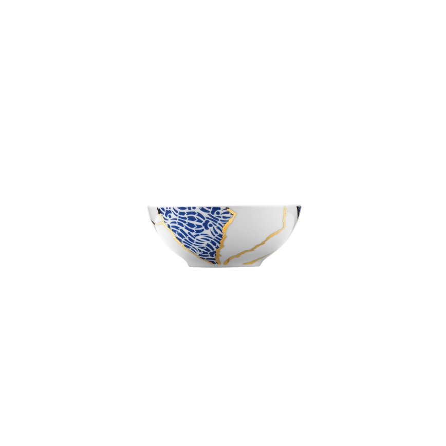28-delni jedilni set v beli/zlati/modri barvi, iz porcelana