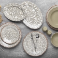 29-delni jedilni servis, rjav/zelen, porcelan