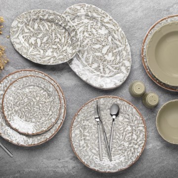 29-delni jedilni servis, rjav/zelen, porcelan