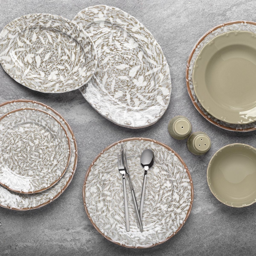 29-delni jedilni servis, rjav/zelen, porcelan