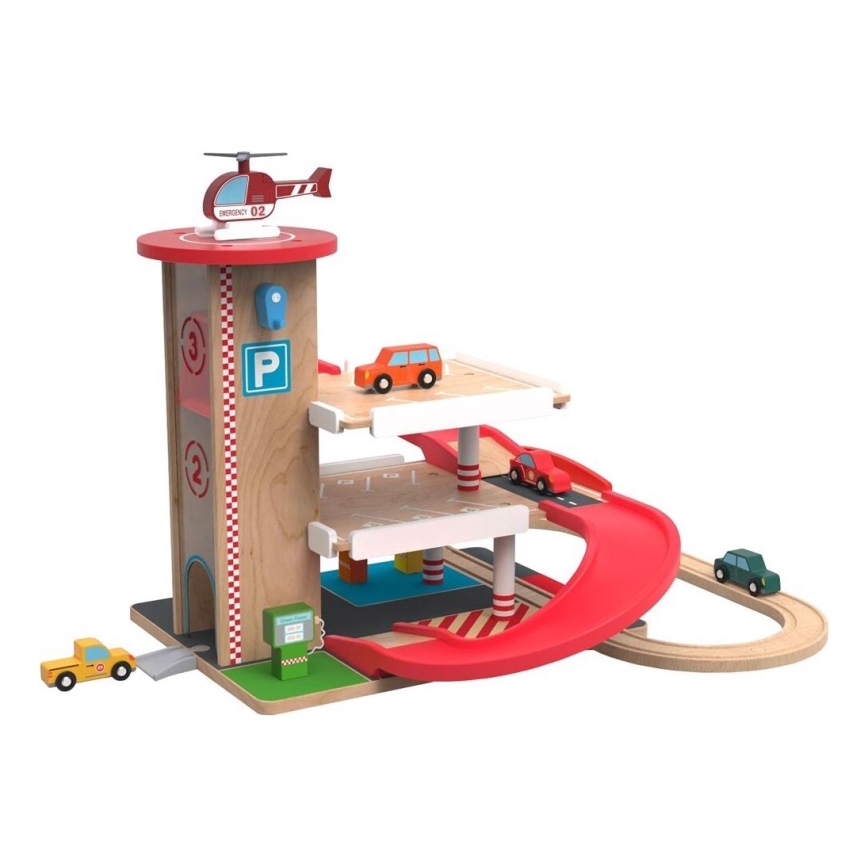 2Kids Toys - Lesena garaža z vlakom