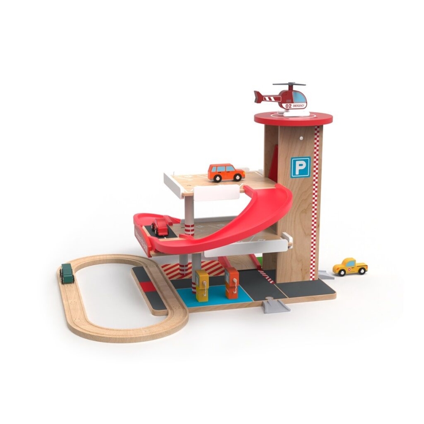 2Kids Toys - Lesena garaža z vlakom