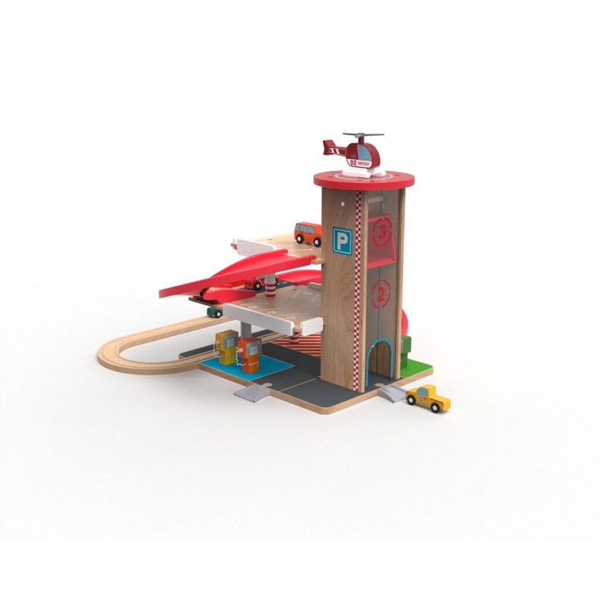 2Kids Toys - Lesena garaža z vlakom