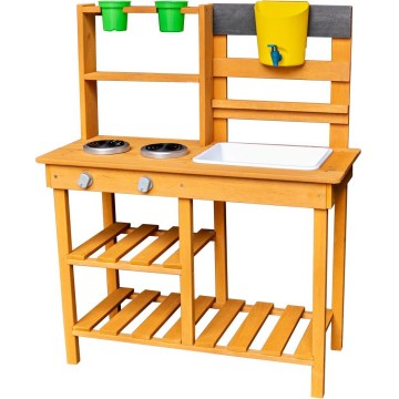 2Kids Toys - Lesena vrtna kuhinjica s pomivalnim koritom