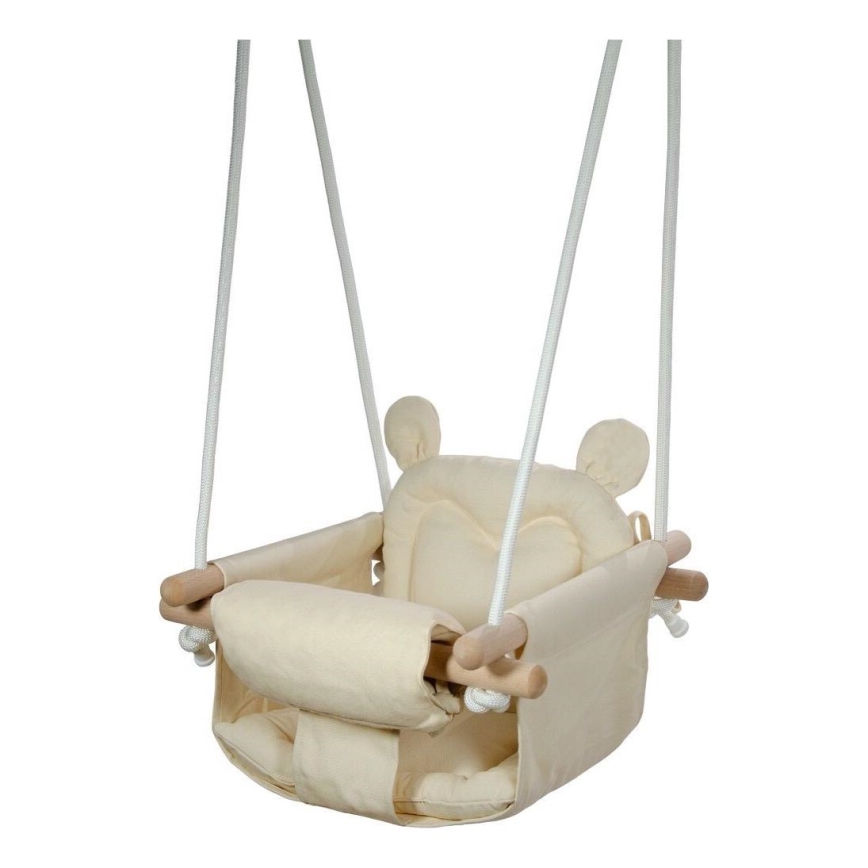 2Kids Toys - Otroška tekstilna gugalnica krem barva/bukev