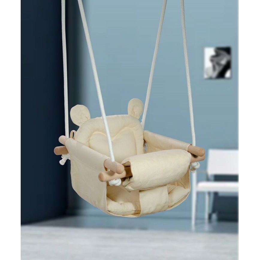 2Kids Toys - Otroška tekstilna gugalnica krem barva/bukev