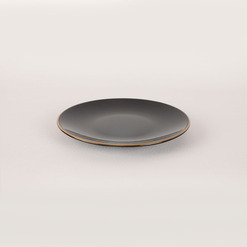 44-delni jedilni servis iz kamenine v črno-zlati kombinaciji