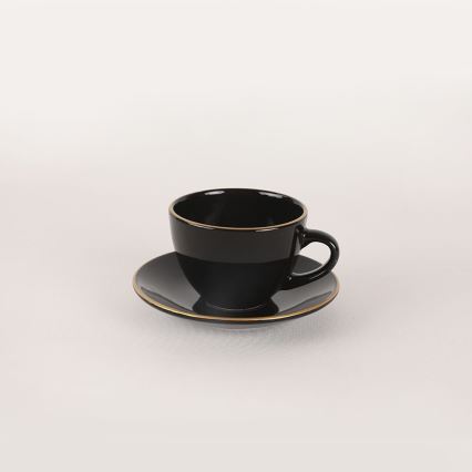 44-delni jedilni servis iz kamenine v črno-zlati kombinaciji