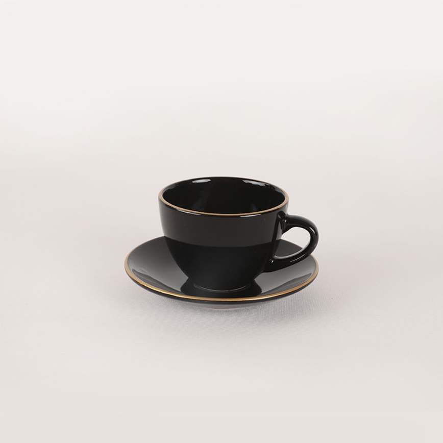 44-delni jedilni servis iz kamenine v črno-zlati kombinaciji