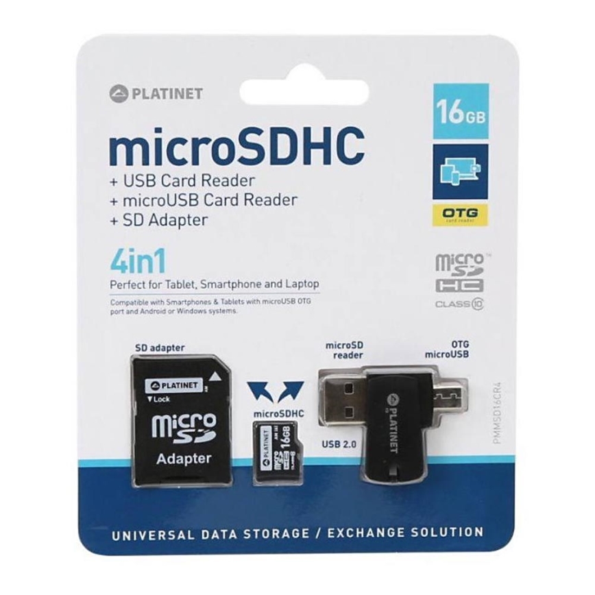 4v1 MicroSDHC 16GB + SD adapter + MicroSD bralnik + OTG adapter