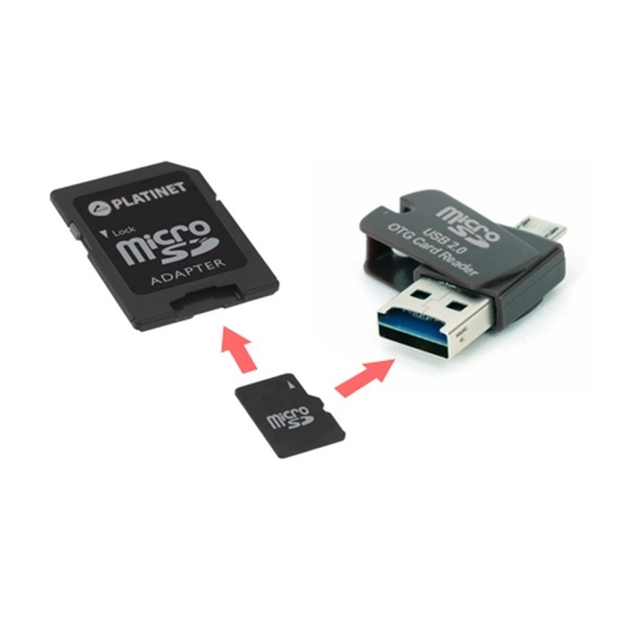 4v1 MicroSDHC 16GB + SD adapter + MicroSD bralnik + OTG adapter