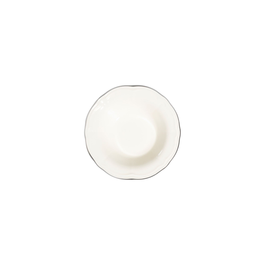 53-delni jedilni komplet, bel/srebrn, porcelan