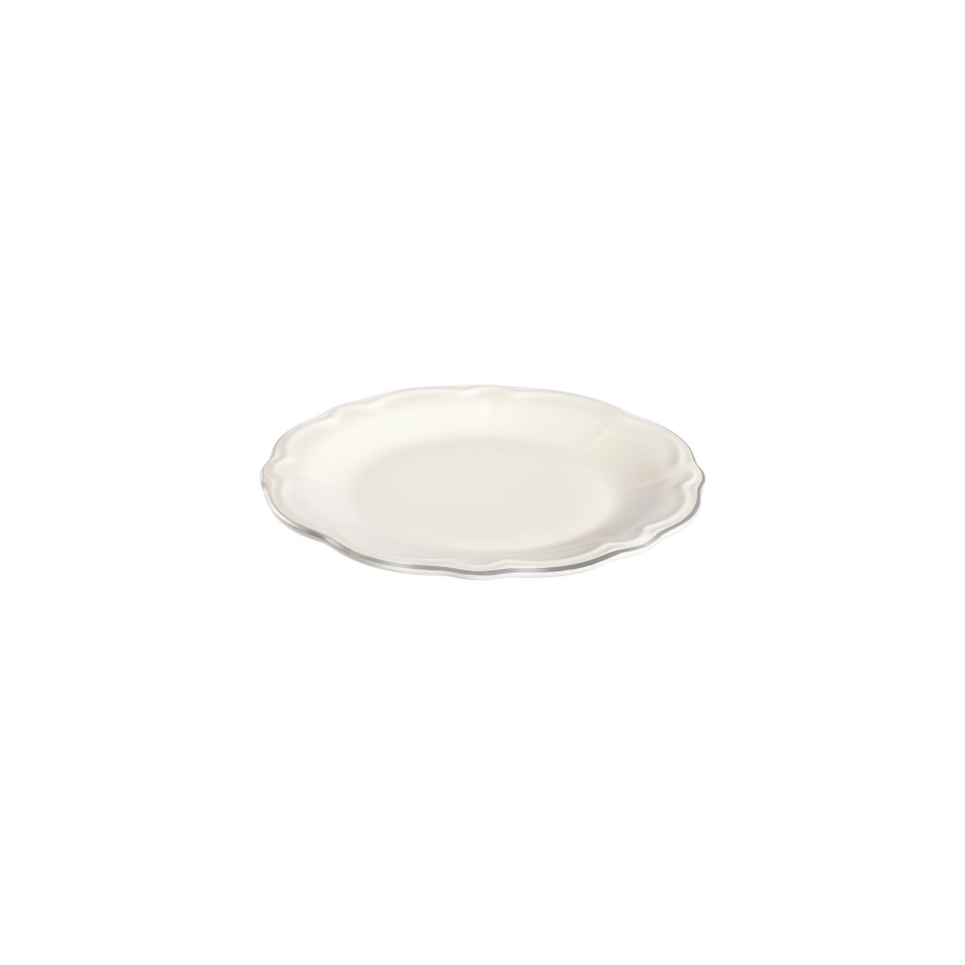 53-delni jedilni komplet, bel/srebrn, porcelan