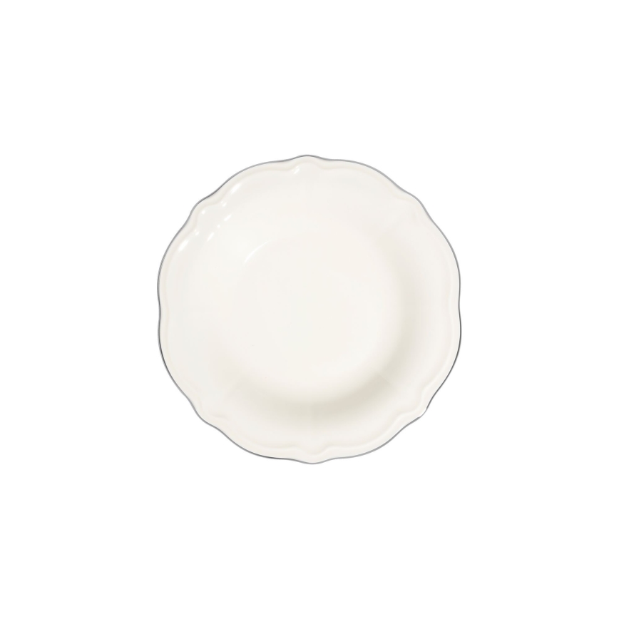 53-delni jedilni komplet, bel/srebrn, porcelan