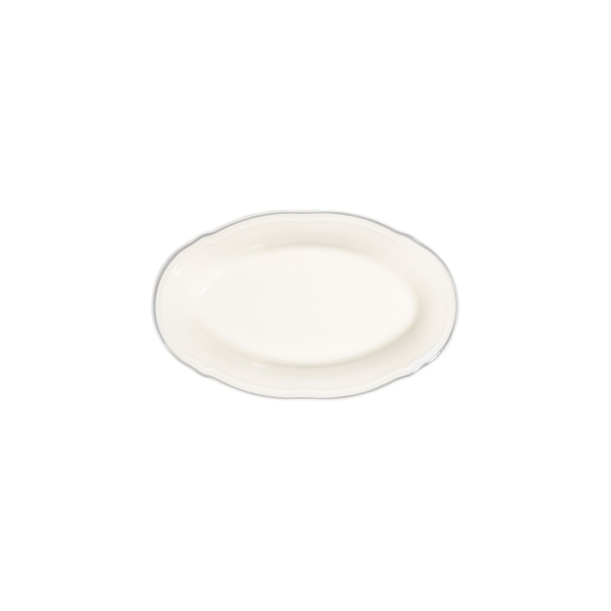 53-delni jedilni komplet, bel/srebrn, porcelan