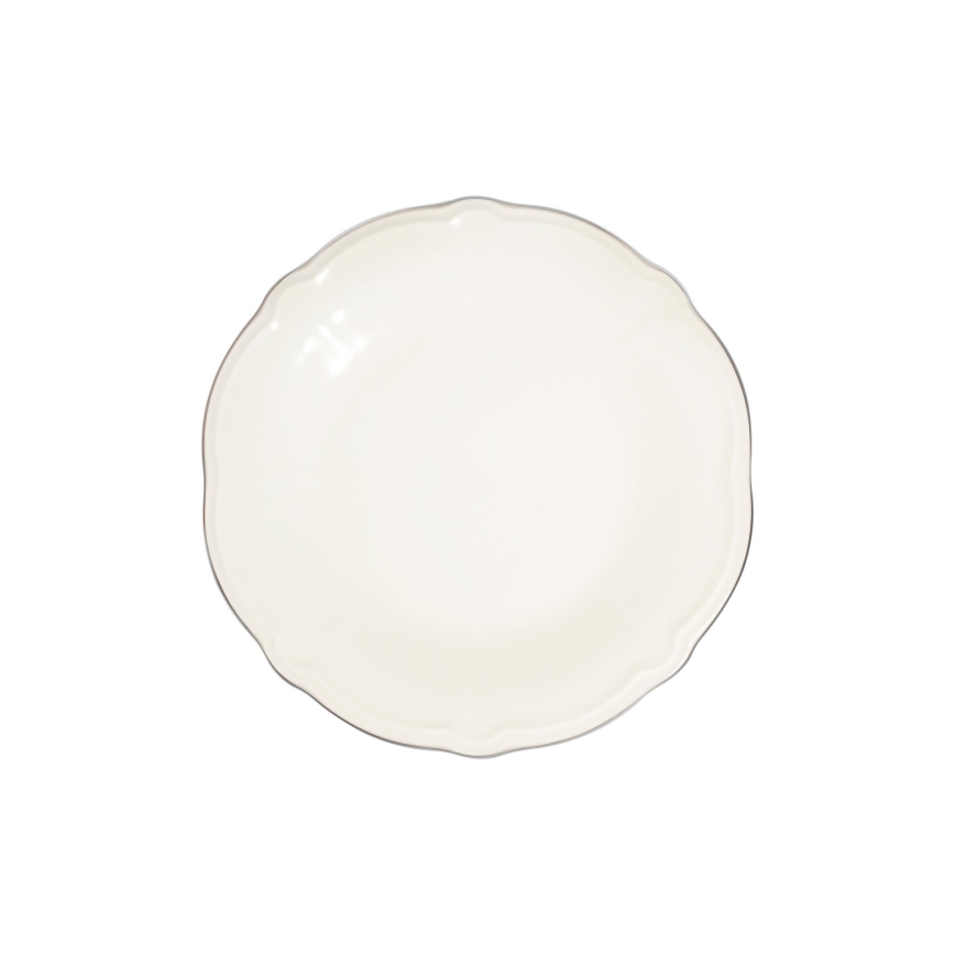 53-delni jedilni komplet, bel/srebrn, porcelan