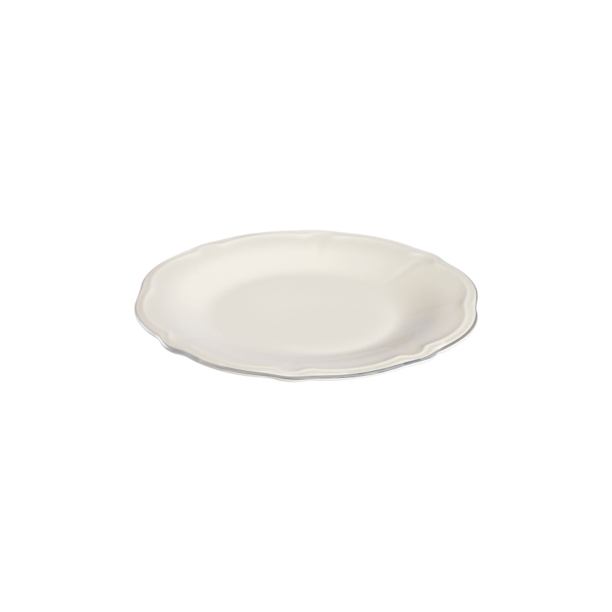 53-delni jedilni komplet, bel/srebrn, porcelan