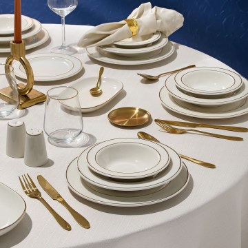 53-delni jedilni servis, bela/zlata, porcelan