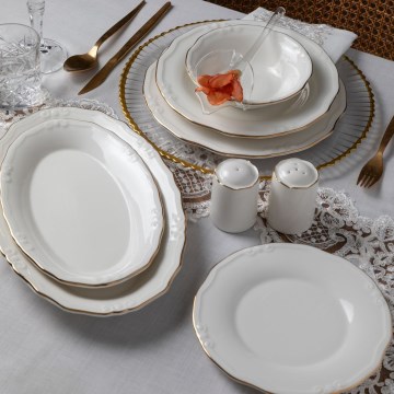 53-delni jedilni set, bela/zlata, porcelan