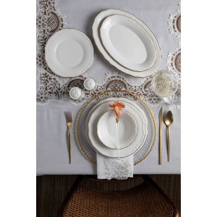 53-delni jedilni set, bela/zlata, porcelan