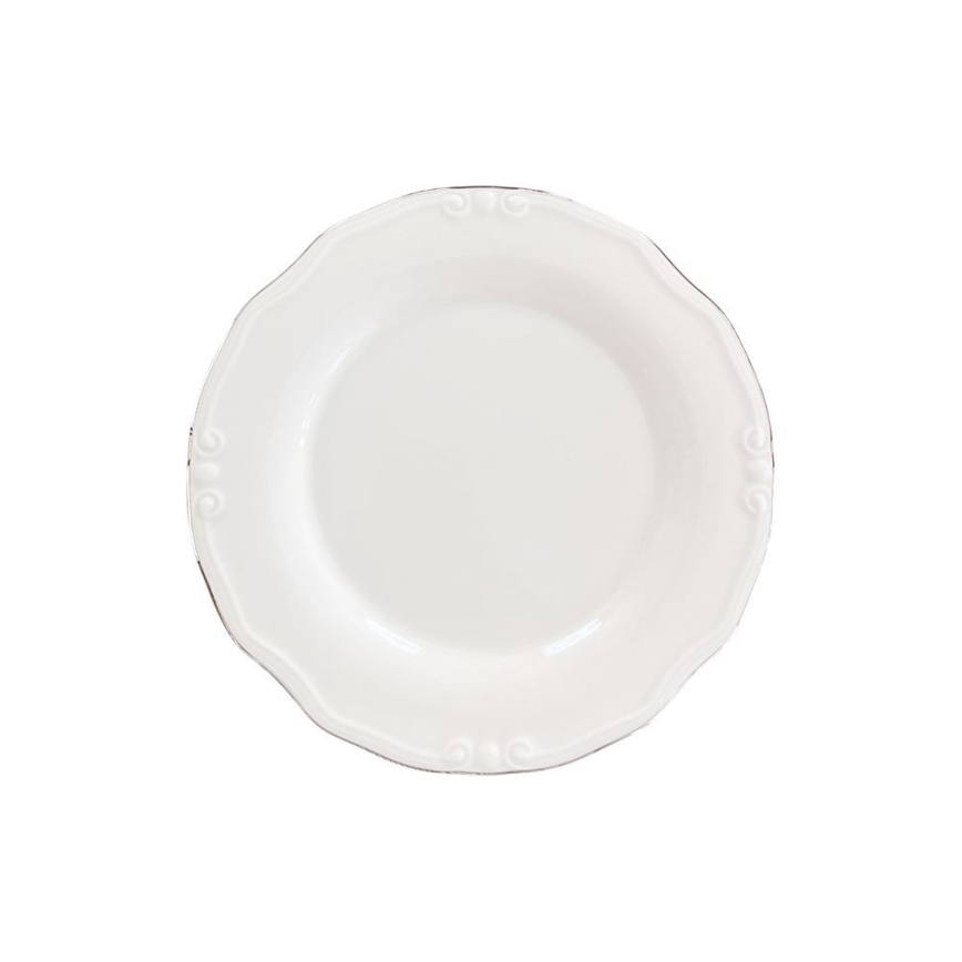 53-delni komplet jedilnega posodja, bel/srebrn, porcelan