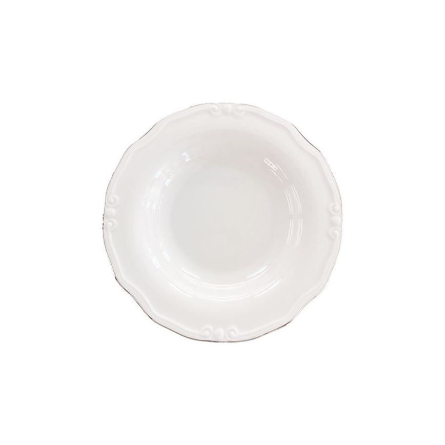 53-delni komplet jedilnega posodja, bel/srebrn, porcelan