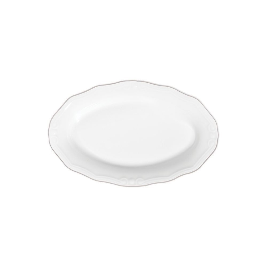 53-delni komplet jedilnega posodja, bel/srebrn, porcelan