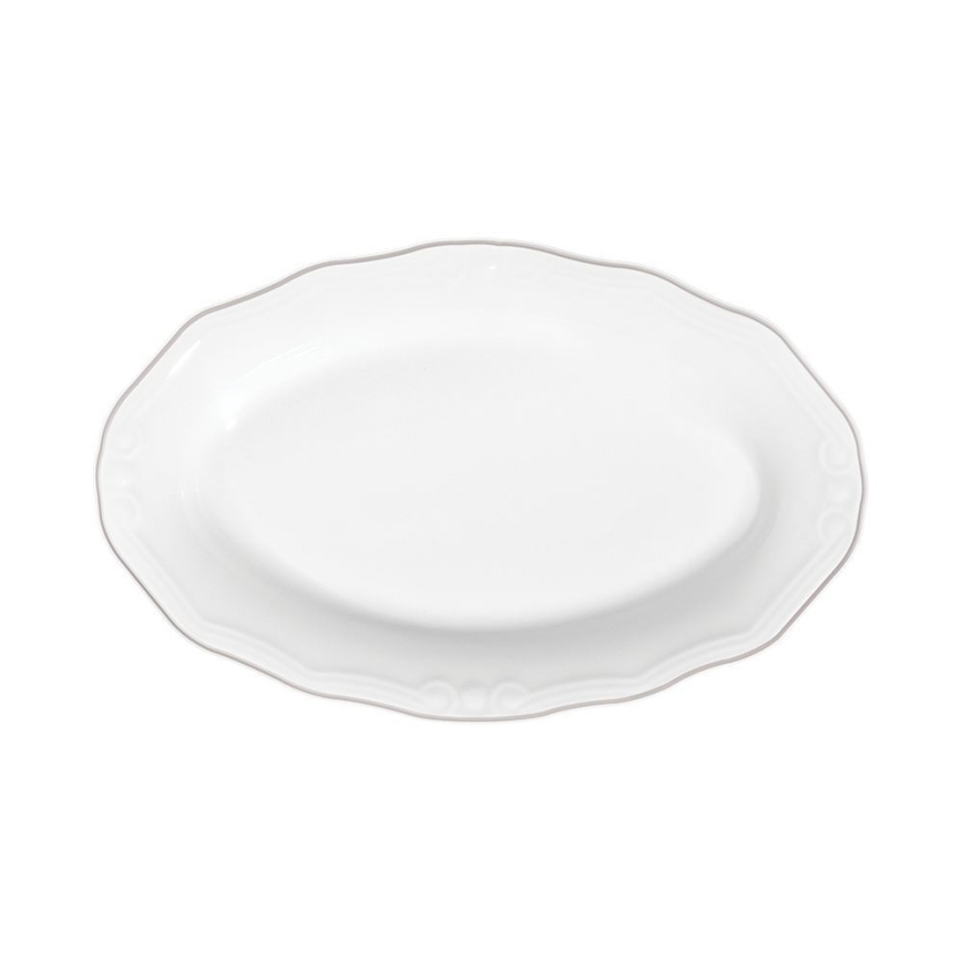 53-delni komplet jedilnega posodja, bel/srebrn, porcelan