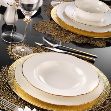 54-delni jedilni servis iz porcelana, na voljo v beli, bakreni ali slonovinasti barvi