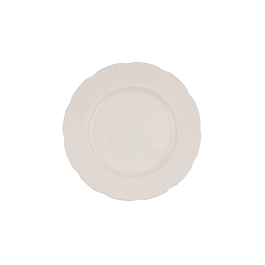 54-delni jedilni servis v beli/srebrni/slonokoščeni barvi, iz porcelana