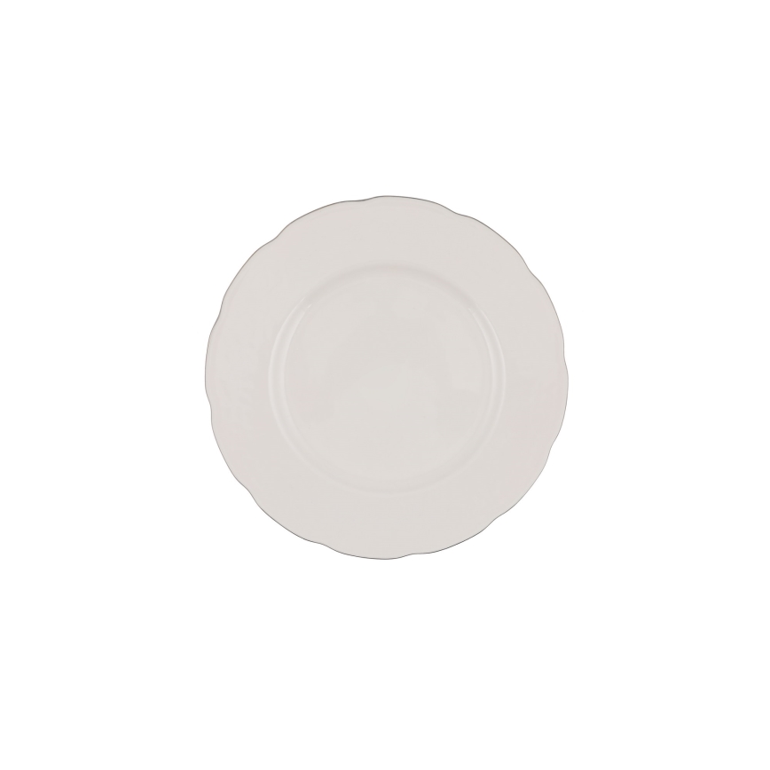 54-delni jedilni servis v beli/srebrni/slonokoščeni barvi, iz porcelana