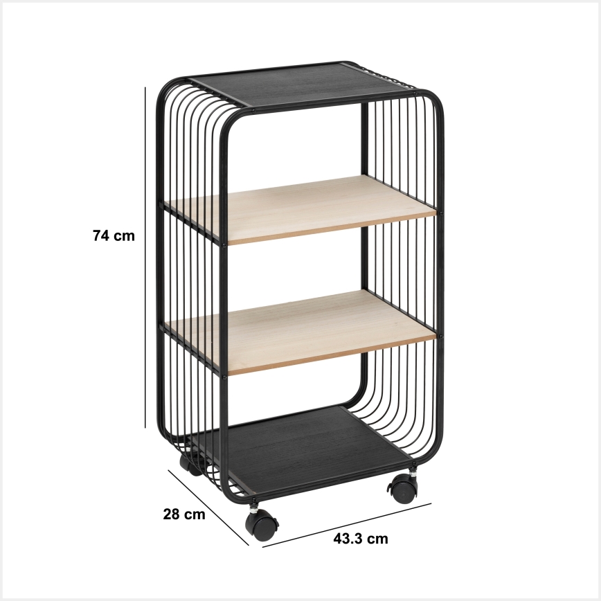5five - Postrežna mizica/mobilna polica COLGE 74x43 cm črna/bežna