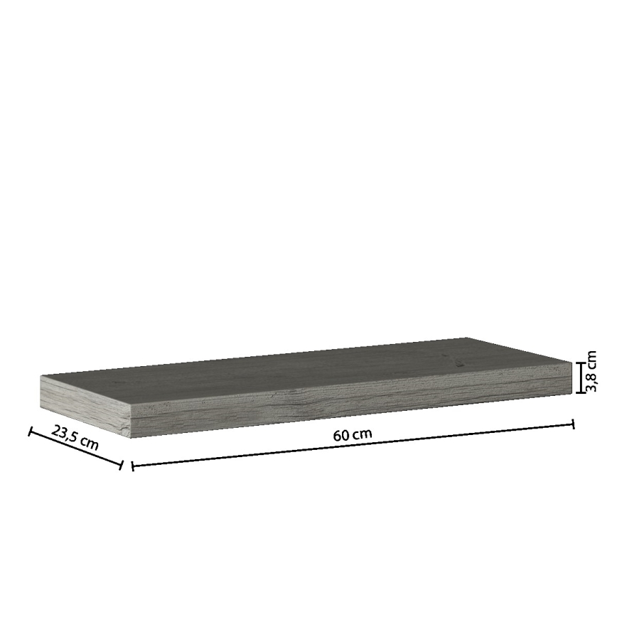 5five - Stenska polica HYLE 60x24 cm sivi hrast