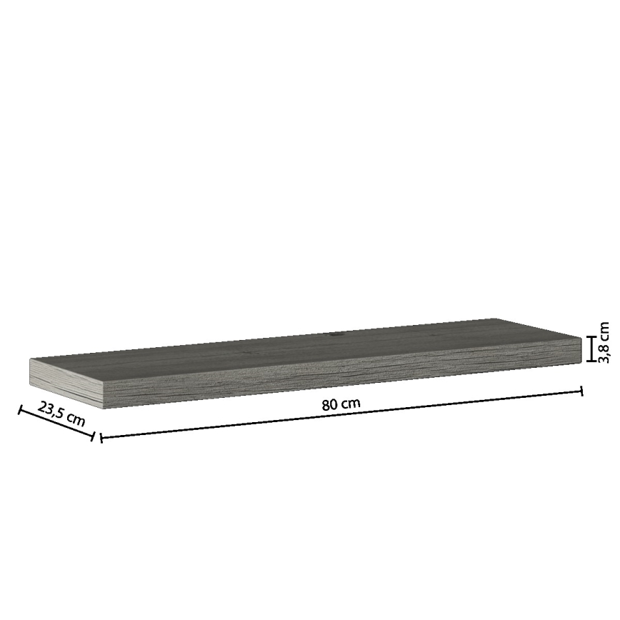 5five - Stenska polica HYLE 80x24 cm sivi hrast