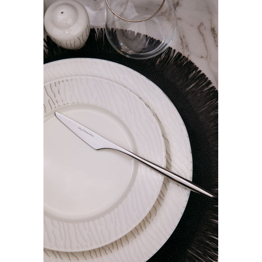62-delni jedilni komplet, bel/srebrn, iz porcelana