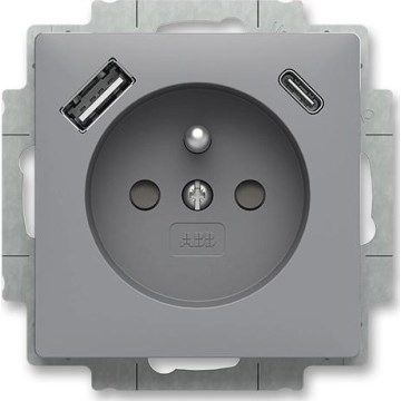 ABB 5569T-A32357 241 - Stanovanjska vtičnica brez okvirja ZONI 250V 1xUSB A+C siva