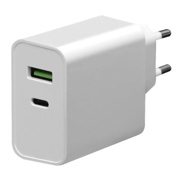 Adapter USB-C Power Delivery + USB-A 45W/230V bela