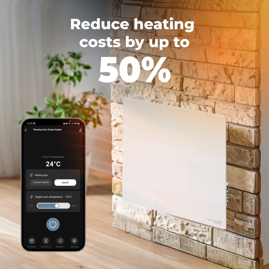 AENO - Pameten električni infrapanel 500W časovnik/termostat Wi-Fi v beli barvi