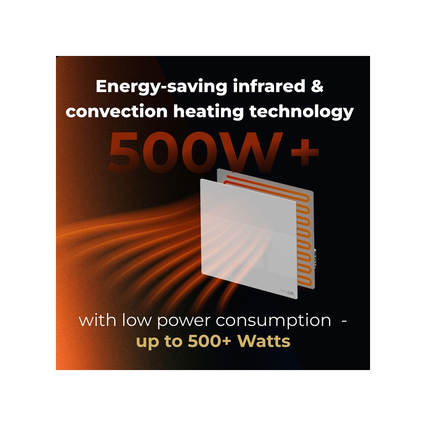 AENO - Pameten električni infrapanel 500W časovnik/termostat Wi-Fi v beli barvi
