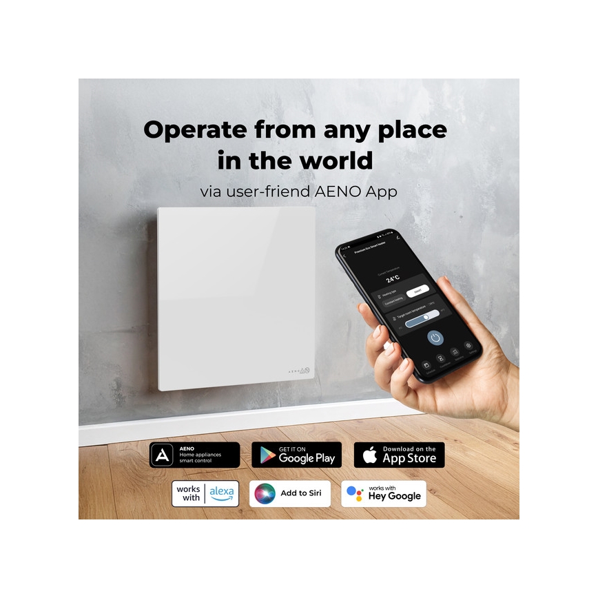 AENO - Pameten električni infrapanel 500W časovnik/termostat Wi-Fi v beli barvi