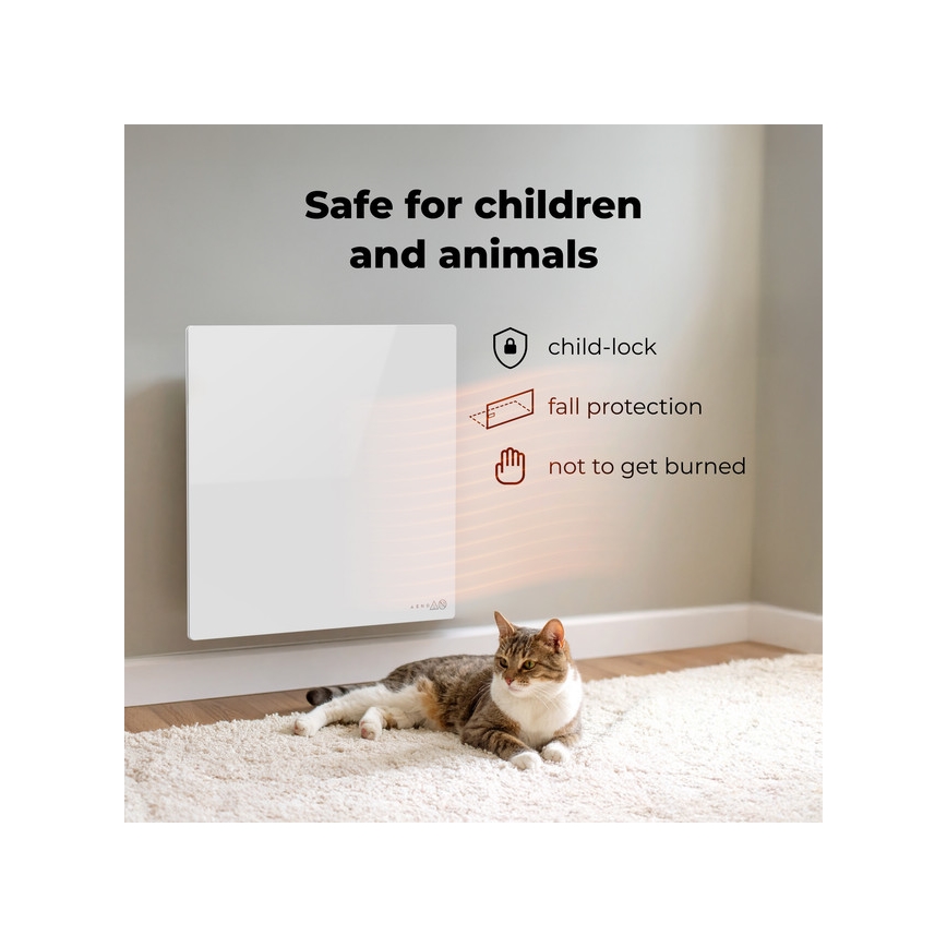 AENO - Pameten električni infrapanel 500W časovnik/termostat Wi-Fi v beli barvi