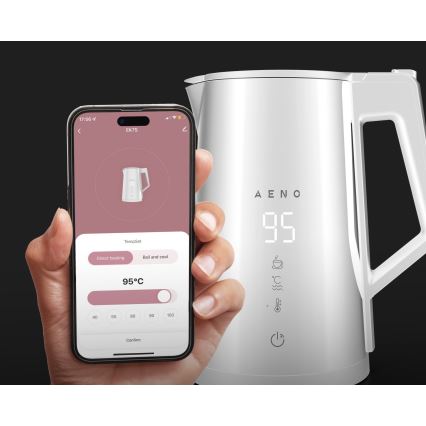 AENO - Pameten električni kuhalnik z LED zaslonom 1,7 l 2200W/230V bel
