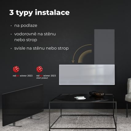 AENO - Pametna električna infrardeča plošča 700W časovnik/termostat IP44 Wi-fi bela
